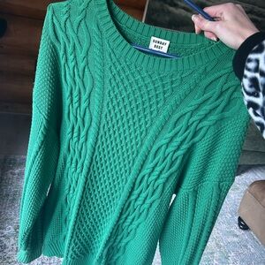 Sunday Best Vibrant Green Cable Knit Sweater